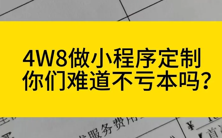 4W8做小程序开发定制，不会亏本吗？